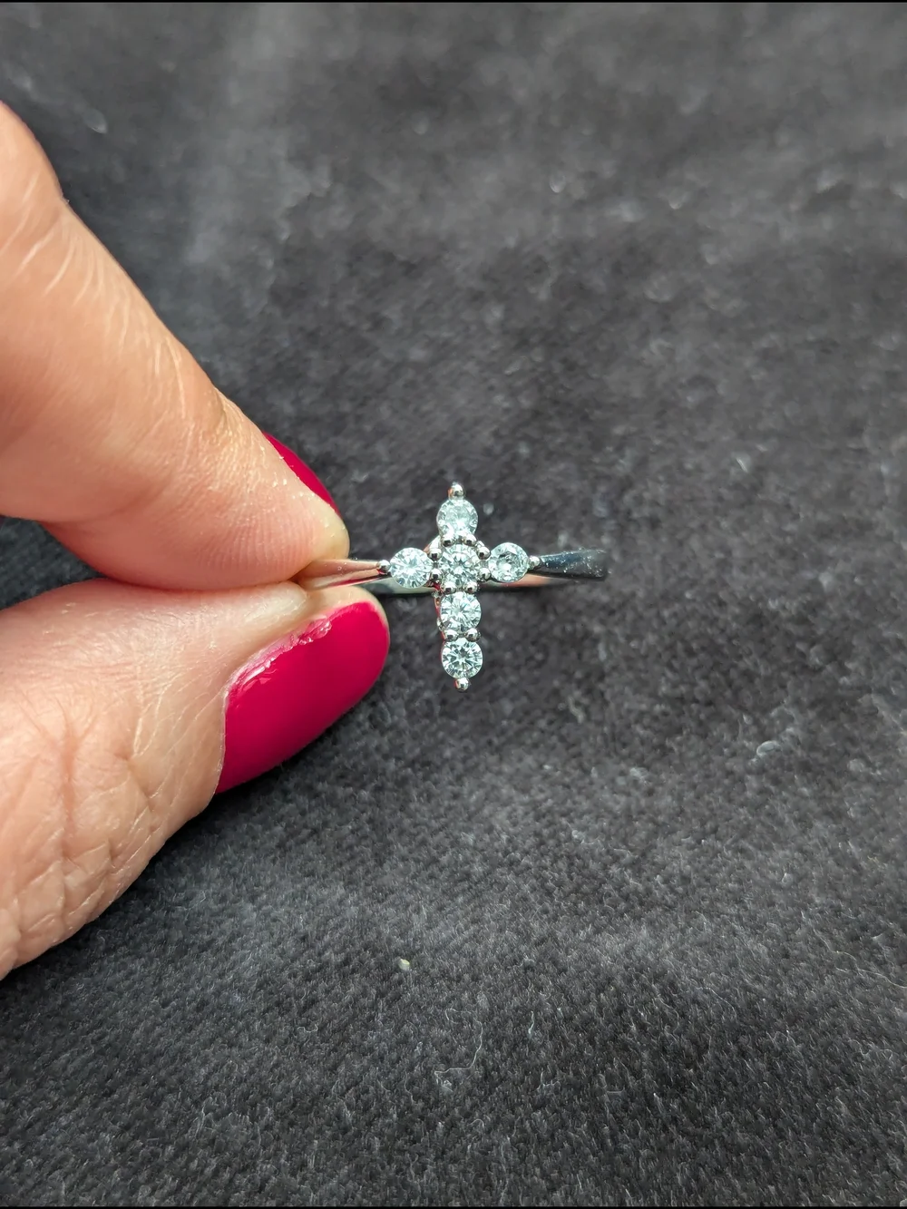 Silver Cross Cubic Zirconia Ring Christian Christmas Wedding Religious Sz 7